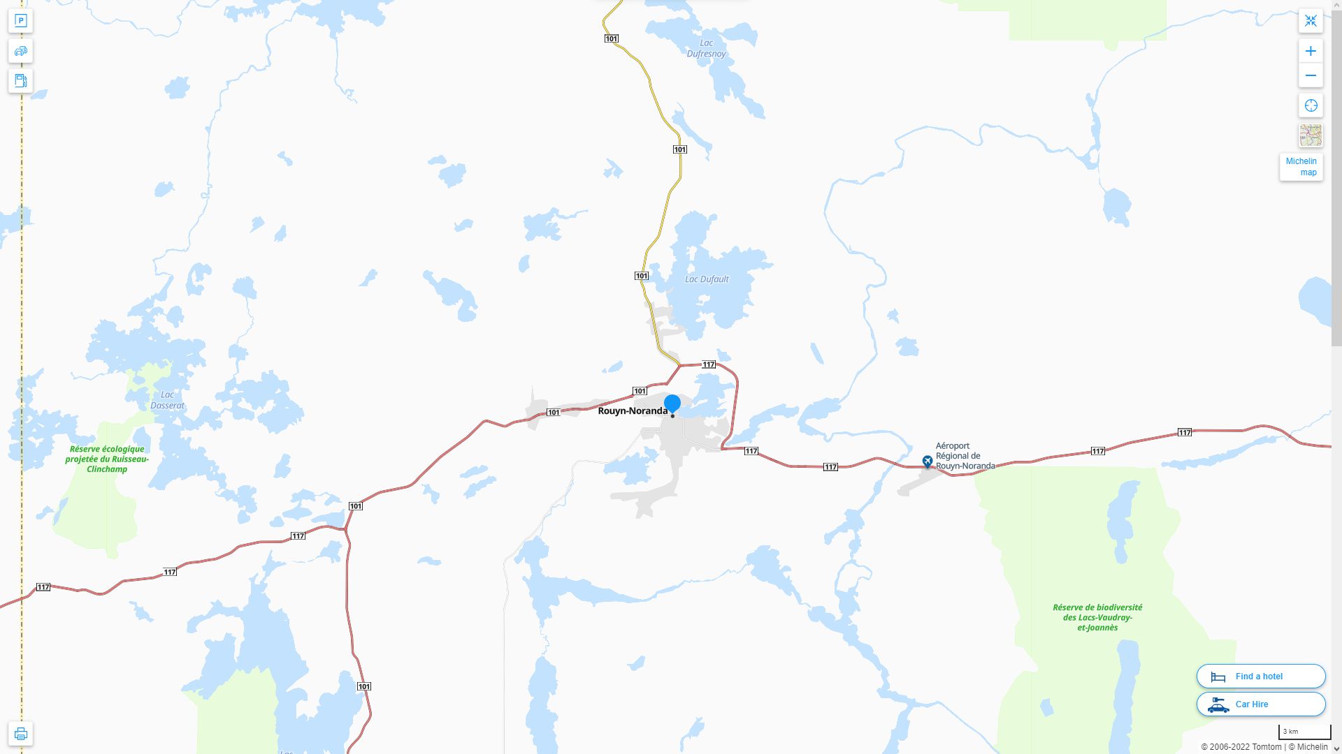 Rouyn Noranda Highway and Road Map